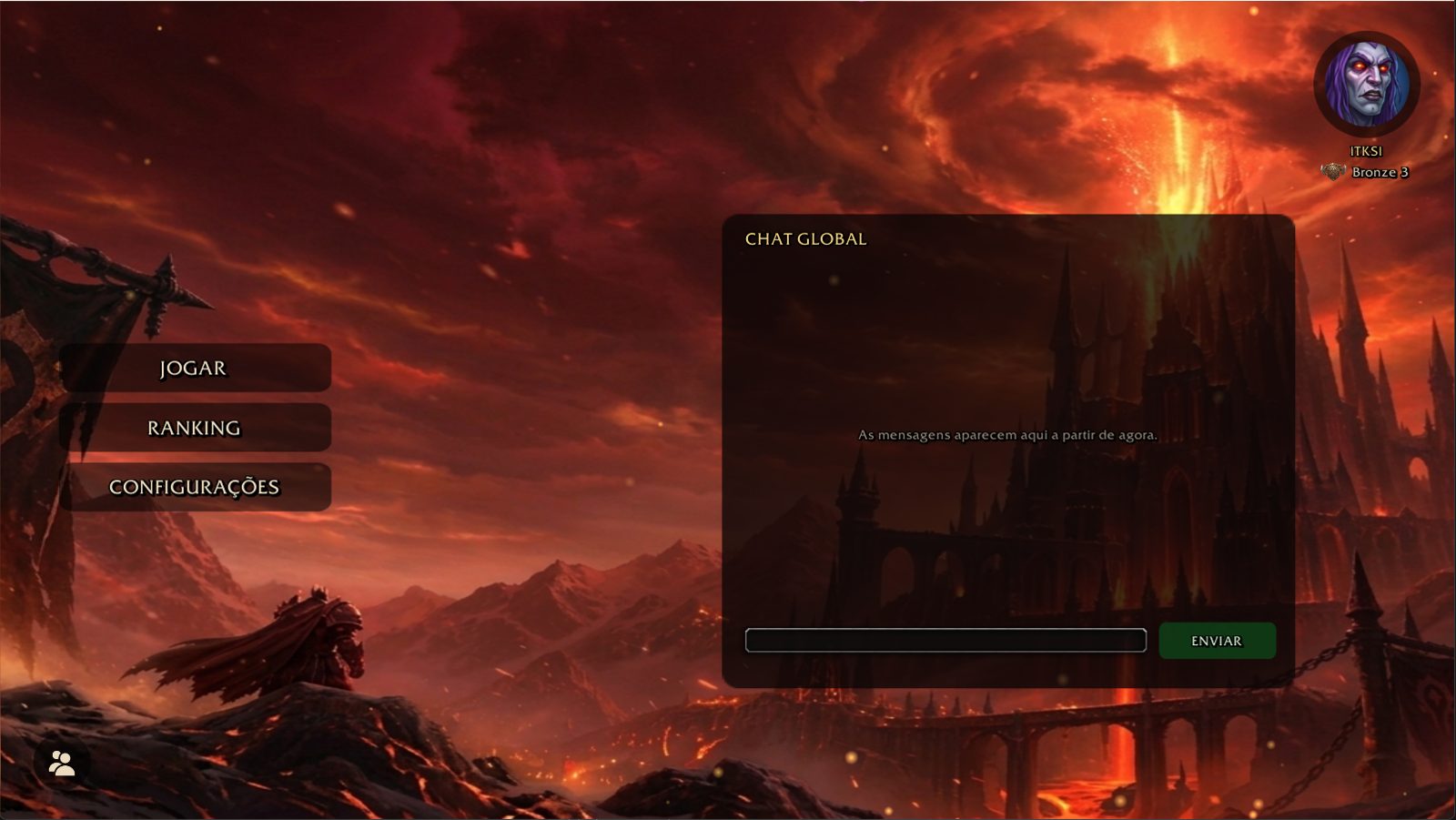 O menu do jogo